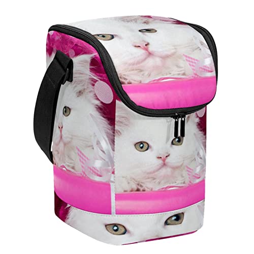 NigelMu Lunchpakete für Damen Herren,auslaufsichere Lunchbox,Katze mit rosa Muster,Tragbare Lunchbox für das Schulreisebüro von NigelMu