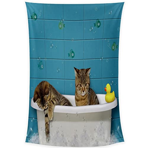 NigelMu Tapisserie Katzen baden,Wandteppiche, Heimdekoration,Wandbehang für Schlafzimmer,Wohnzimmer,Wand,60 x 51 cm von NigelMu