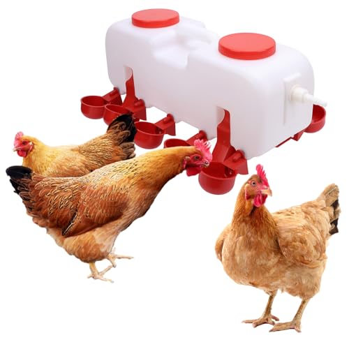 Niiyen Automatic Chicken Waterer mit 10 Wasserbechern Auto Geflügel Wasserwässerungssystem Anti -TIPP -Wasser -Feeder -Kit für Kükenente Entengans und Hase von Niiyen