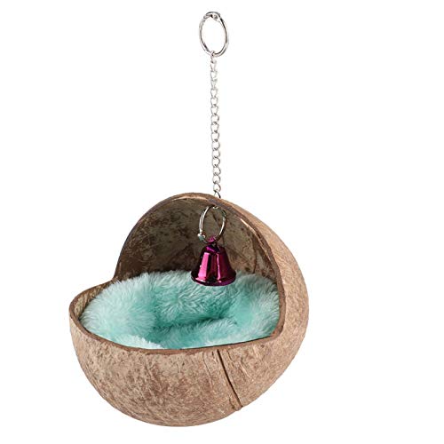 Vogelzucht Coconut Shell Nest Glocke Schlafnest Hängematte Kissen und Glocke, Hängen Natürliche Coconut Shell Birds House Hut Breeding Nesting Hamster Bed von Niiyen