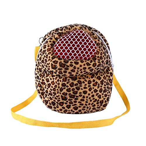 Nikou Haustier Reisetasche, Tragetasche zum Aufhängen Betttasche Outdoor kurz Plüsch Hamster Ratte Chinchilla Frettchen Produkte (Leopard Yellow L) von Nikou