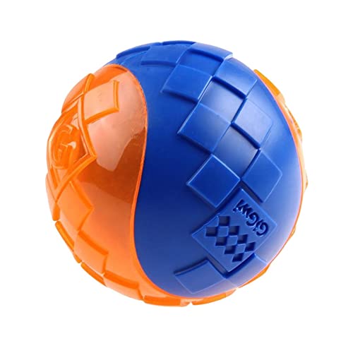 Hunde, die Ballspielzeug spielen, Haustiere, Kau-Beißring-Spielzeug, unzerstörbares Ball-Kauspielzeug, Hundespielzeug, Gummi-Hunde-Bounce-Ball-Spielzeug mit eingebautem Signalgeber für drinnen von Niktule