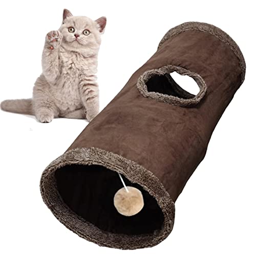 Katze-Plüsch-Tunnel-Spielzeug | Faltbarer Großkatzentunnel,Reifester Katzenspieltunnel mit Löchern, zusammenklappbares, verstecktes Haustierspielzeug für Kätzchen, Welpen und Hasen im Kixs von Niktule