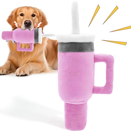 Niktule Plüsch-Kaffeetasse-Hundespielzeug,Becher-Hundespielzeug - Langlebiges Plüsch-Kauspielzeug | Quietschendes, langlebiges Haustier-Kaubissspielzeug, weiches Hundezahnbürsten-Kauspielzeug, von Niktule