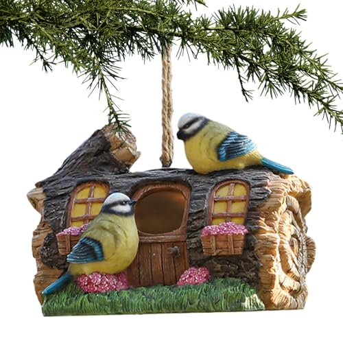 Vogelhaus für draußen,Vogelhaus für draußen Baum | Hängendes Vogelnest,Garten-Vogelhaus für draußen, Kunstharz-Vogelhäuschen für Zaunkönige, Finken, Meise, Kolibri, Baum, Schwalbenkäfig, von Niktule