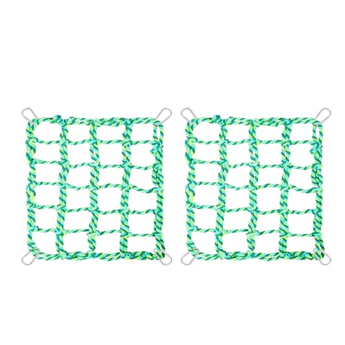 Nilioyul 2 Paket/los Natürliche Baumwolle Klettern Net Vogel Spielzeug Mit Edelstahl Haken Ausgestattet Mit Edelstahl Haken Zuverlässige, Grün, Silberner Haken von Nilioyul