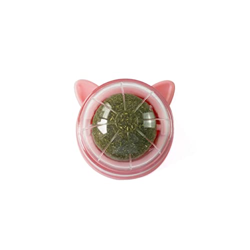 Nilioyul Catnip Ball Tragbarer süßer Ersatz bunter interaktiver 360 Grad drehbarer feuchtigkeitsfester Zahnreinigungs Snack Haustierspielzeug, Rosa von Nilioyul