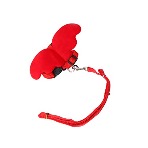 Nilioyul Engelsflügel Kaninchengeschirr Kätzchen Haustier Leine Outdoor Training Seil Hase Zubehör Kleidung für Ente Huhn Gans Henne, Rot, XS von Nilioyul