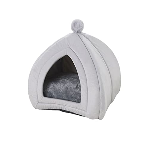 Nilioyul Haushalt Tragbare Pet Home Innen Wohnzimmer Schlafzimmer Winter Ruhen Nest Plüsch PP Baumwolle Schlaf Zelt Warmes, Grau, 33x33x36cm von Nilioyul