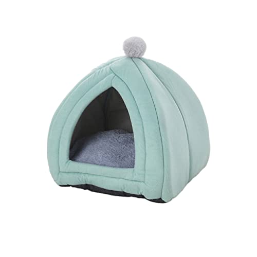 Nilioyul Haushalt Tragbare Pet Home Innen Wohnzimmer Schlafzimmer Winter Ruhen Nest Plüsch PP Baumwolle Schlaf Zelt Warmes, Grün, 20x20x23cm von Nilioyul