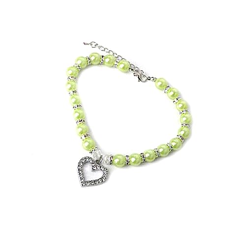 Nilioyul Hundehalsband Sichere Perlenkette Exquisite Verarbeitung Katzenhalsband Elegante Dekoration Zuverlässiges Haustierzubehör für Themenpartys, Gras-Grün von Nilioyul