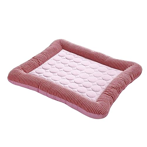 Nilioyul Hundekühlung Bequeme Matte Baumwolle Leichte Auflage Multifunktionale Bettwäsche Haushalt Heimtierbedarf Sommerzubehör, Rosa, M von Nilioyul