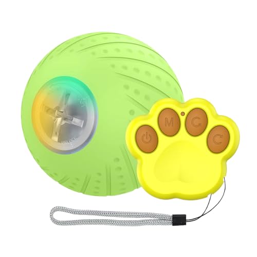 Nilioyul Hundespielzeug Set, zwei Arbeitsmodi, sicheres Laden, Fernbedienung, Silikagel, Katzenball, Hundeball, Katzenspielzeug, Haustierspielzeug, Englisches Grün, Fernbedienung von Nilioyul