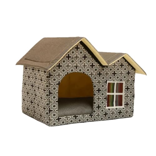 Nilioyul Niedliche Hunde und Katzenhütte aus Polyester bietet Wärme und Komfort für Haustiere. Einfache Montage der Hunde und Katzenhütte, grau von Nilioyul