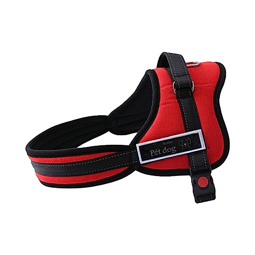 Nilioyul Outdoor Traktionsseil Pet Chest Harness Oxford Cloth Non Pull Walking Leine Weste Gepolsterter Griff Zubehör Haustierbedarf, Rot, M von Nilioyul