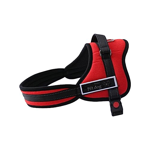 Nilioyul Outdoor Traktionsseil Pet Chest Harness Oxford Cloth Non Pull Walking Leine Weste Gepolsterter Griff Zubehör Haustierbedarf, Rot, S von Nilioyul