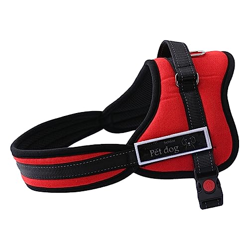 Nilioyul Outdoor Traktionsseil Pet Chest Harness Oxford Cloth Non Pull Walking Leine Weste Gepolsterter Griff Zubehör Haustierbedarf, Rot, XL von Nilioyul