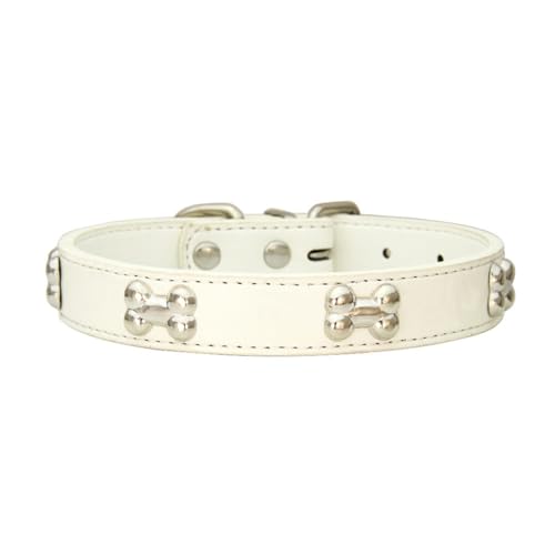 Nilioyul PU Katzenhalsband mit verstellbaren Schnallen für eine optimale Passform. Hundehalsbänder, Hundehalsband, Haustierhalsband, stilvoll, langlebig, Weiß, 2.0 * 40cm von Nilioyul