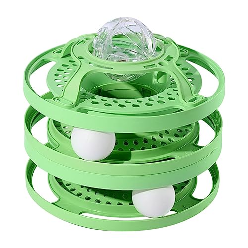 Nilioyul Pets Turntable Toys mit beweglichen Bällen Indoor Intelligence 3 Level Tower Trainer Interactive Activity Exerciser Zubehör, Grün von Nilioyul