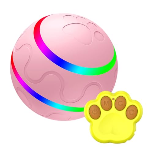 Nilioyul Übung und Spaß mit interaktivem Welpen Haustierball, 3 Modi, Timer Funktion, automatisch bewegender rollender Ball mit LED Licht, Rosa von Nilioyul