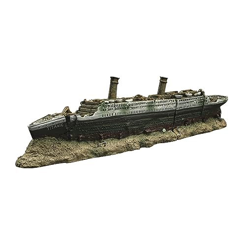 Nilioyul Wunderschön detaillierte Aquarium Titanic Für Boots Schiffswrack Ornament Dekoration, 38 cm von Nilioyul