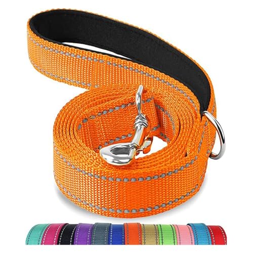 120/150/200/300 cm Reflektierendes Zugseil for Haustiere, Starkes Zugseil aus Nylon for kleine, mittelgroße und große Hunde, goldene Retriever-Leine(Orange,1.5mx2.5cm) von Nilnyvda