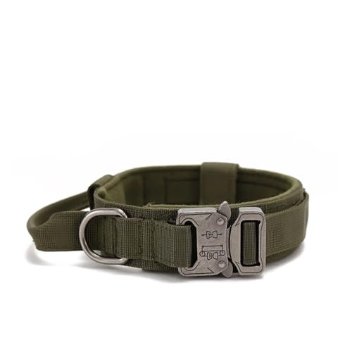 Hundehalsband- und Leinen-Set aus Nylon, strapazierfähiges Hundehalsband, reflektierende Leine, taktisches Hundetrainingshalsband, großes Hundeleinen-Set(Green Dog Collar,XL (50-60CM)) von Nilnyvda