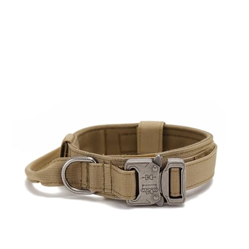 Hundehalsband- und Leinen-Set aus Nylon, strapazierfähiges Hundehalsband, reflektierende Leine, taktisches Hundetrainingshalsband, großes Hundeleinen-Set(Khaki Dog Collar,M (36-48CM)) von Nilnyvda