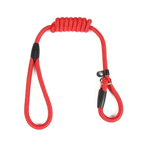 Hundeleine, Schlupfketten, Halsband, Leinen, Starkes, strapazierfähiges Nylonseil, kein Ziehen, Trainingsleine for kleine Hunde, Welpen, Zugseil(Red,0.6) von Nilnyvda