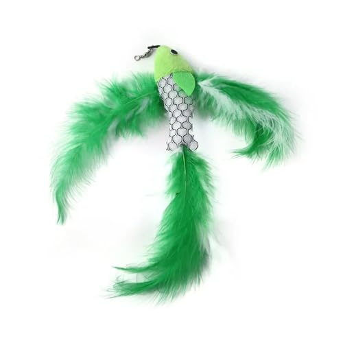 Interactive Cat Toy Cat Stick Playing Kitten Playing Wand Toy Suction Cup Bird/Feather Cat Wand Pet Supplies(DTWJ-5-Green) von Nilnyvda