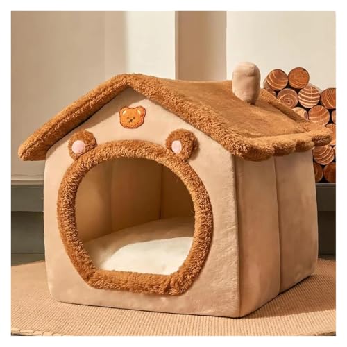 Nilnyvda Faltbares schlafendes Haustierhaus, abnehmbares, waschbares Katzenwürfel-Versteckhaus, Welpenhöhle, Sofa, Haustierbett, Haus for kleine Hunde, mittelgroße Katzen(Tea Brown,L) von Nilnyvda