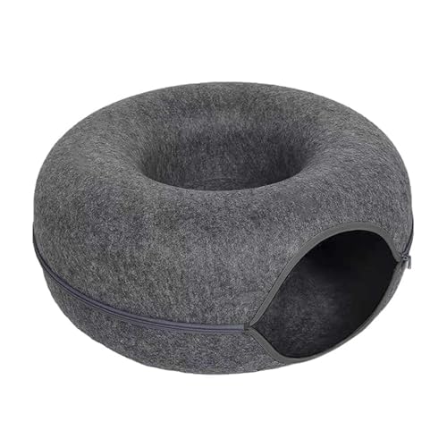 Filz-Donut-Bett for Katzenhaus mit Entlüftungsloch, Hundebett, interaktives Spielspielzeug for Katzen for Verstecken, 2-in-1-Tunnel for Katzenbett(Set Meal 10,L 60) von Nilnyvda