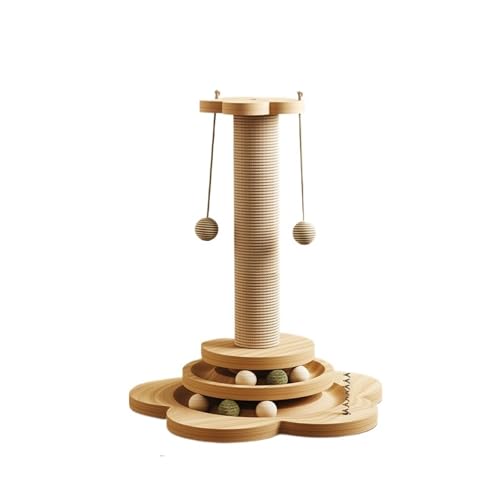 Nilnyvda Katze Haustier Produkte Zubehör Sisal Kratzbaum Massivholz Haustier Katze Plattenspieler Lustige Spielzeug Bälle Greifen Spalte Training Liefert(Small Turntable L) von Nilnyvda