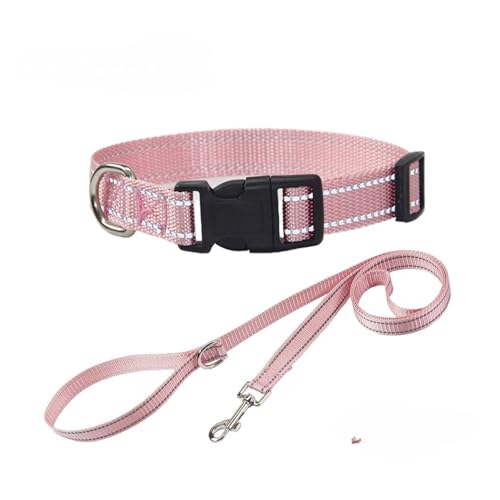 Nylon Dog Collar and Leash Set Pet Collars Leash for Small Medium Large Dogs Dog Accessories for Small Dogs(Pink Set,L 2.5(39-60CM)) von Nilnyvda