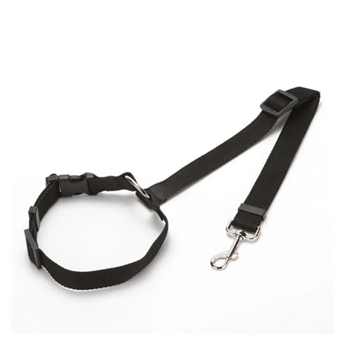 Nylon-Sicherheitsgurt for Hunde, einfarbig, Sicherheitsgurt for Haustiere im Auto, Zwei-in-Eins-Leine, verstellbares Hundegeschirr(Black) von Nilnyvda