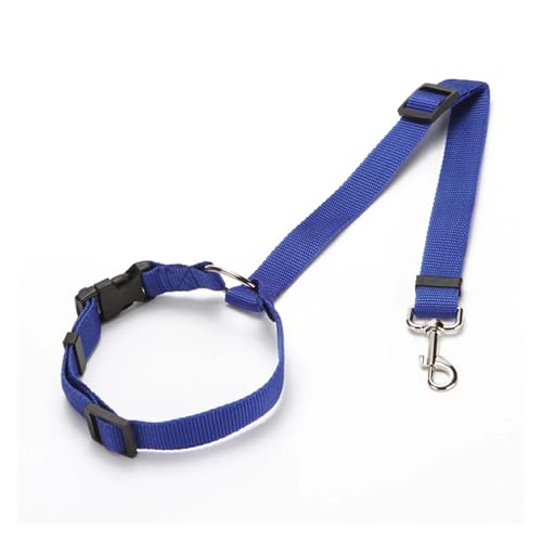 Nylon-Sicherheitsgurt for Hunde, einfarbig, Sicherheitsgurt for Haustiere im Auto, Zwei-in-Eins-Leine, verstellbares Hundegeschirr(Deep Blue) von Nilnyvda