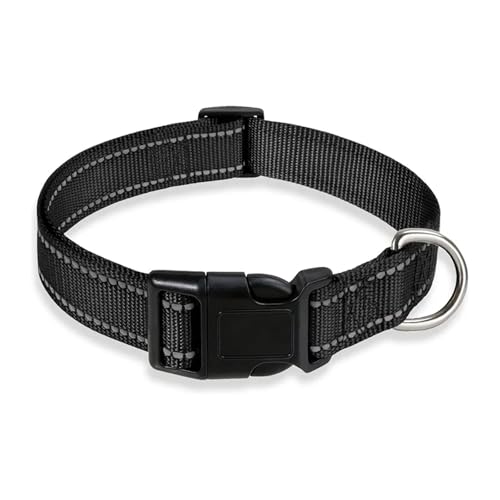 Reflective Dog Collar Strap with Adjustable Safety Nylon Pet Collar Pet Traction Rope Suitable for Small and Medium-Sized Pets(Black,L 2.5cm(40-60cm)) von Nilnyvda