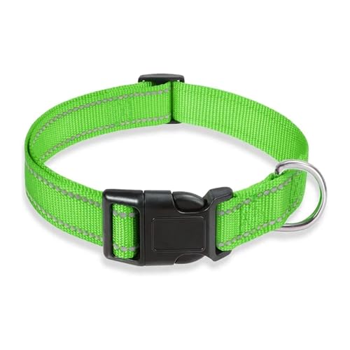 Reflective Dog Collar Strap with Adjustable Safety Nylon Pet Collar Pet Traction Rope Suitable for Small and Medium-Sized Pets(Green,L 2.5cm(40-60cm)) von Nilnyvda