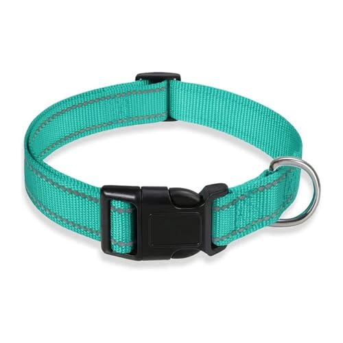 Reflective Dog Collar Strap with Adjustable Safety Nylon Pet Collar Pet Traction Rope Suitable for Small and Medium-Sized Pets(Lake Blue,L 2.5cm(40-60cm)) von Nilnyvda