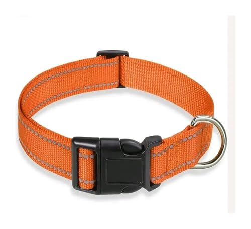 Reflective Dog Collar Strap with Adjustable Safety Nylon Pet Collar Pet Traction Rope Suitable for Small and Medium-Sized Pets(Orange,L 2.5cm(40-60cm)) von Nilnyvda