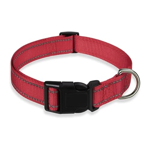 Reflective Dog Collar Strap with Adjustable Safety Nylon Pet Collar Pet Traction Rope Suitable for Small and Medium-Sized Pets(Red,L 2.5cm(40-60cm)) von Nilnyvda