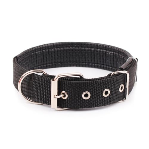 Solide Hundehalsbänder Nylon-Hundehalsband for kleine, mittelgroße und große Hunde(Black,XL) von Nilnyvda