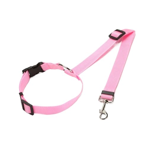 Two-in-one Nylon Adjustable Dogs Harness Collar Pet Dog Accessories Pet Car Seat Belt Lead Leash Backseat Safety Belt(CWQY-11-Pink) von Nilnyvda