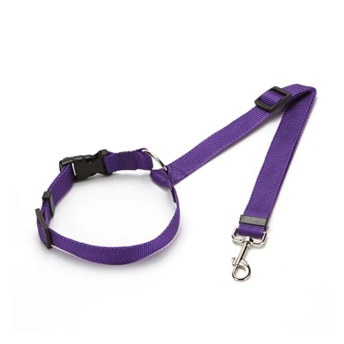 Two-in-one Nylon Adjustable Dogs Harness Collar Pet Dog Accessories Pet Car Seat Belt Lead Leash Backseat Safety Belt(CWQY-11-Purple) von Nilnyvda