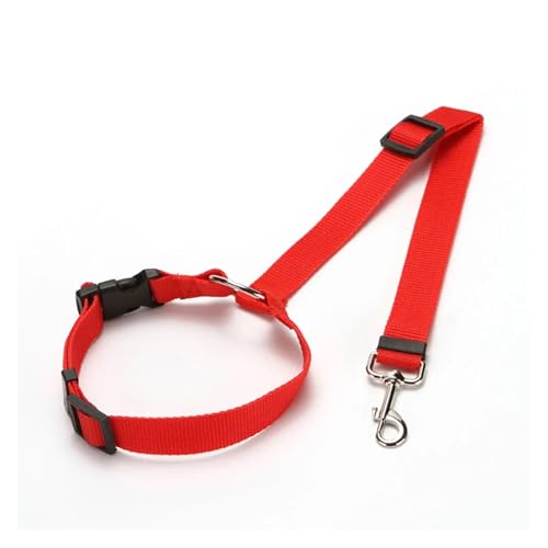 Two-in-one Nylon Adjustable Dogs Harness Collar Pet Dog Accessories Pet Car Seat Belt Lead Leash Backseat Safety Belt(CWQY-11-Red) von Nilnyvda