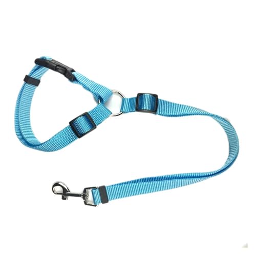 Two-in-one Nylon Adjustable Dogs Harness Collar Pet Dog Accessories Pet Car Seat Belt Lead Leash Backseat Safety Belt(CWQY-11-Sky Blue) von Nilnyvda