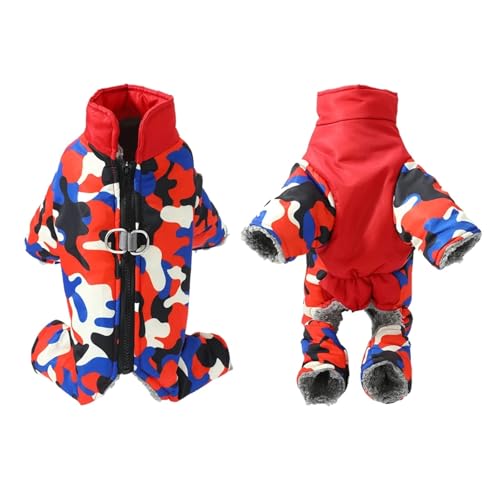 Winter Dog Jumpsuits for Small Medium Dogs Windproof Waterproof Fleece Warm with D-Ring Puppy Clothes Pet Elasticity Coat Jacket(Red Camouflage,L) von Nilnyvda