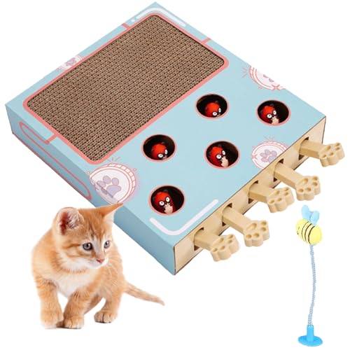 Miaofairy Katzenspielzeug - Cat Scratcher Toy, 3-in-1 Whack-a-Mole Toy, Upgraded Cat Scratcher Toy, Cardboard Box for Indoor Cats (1 Pc) von Nimedala