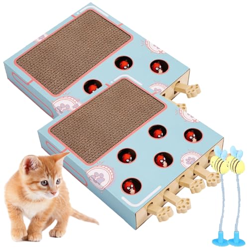 Miaofairy Katzenspielzeug - Cat Scratcher Toy, 3-in-1 Whack-a-Mole Toy, Upgraded Cat Scratcher Toy, Cardboard Box for Indoor Cats (2 Pcs) von Nimedala