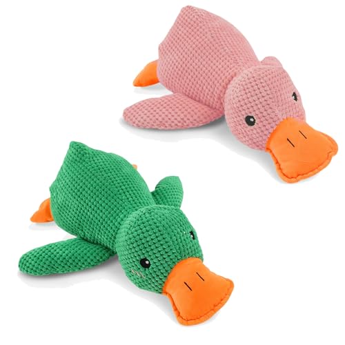 Nimedala Anti Stress Ente Für Hunde, Antistressente Für Hunde, Pfotenstern Anti Stress Ente, Hundespielzeug Ente, Beruhigende Ente Für Hunde, Stofftier-Hundespielzeug (L,Pink+Green) von Nimedala